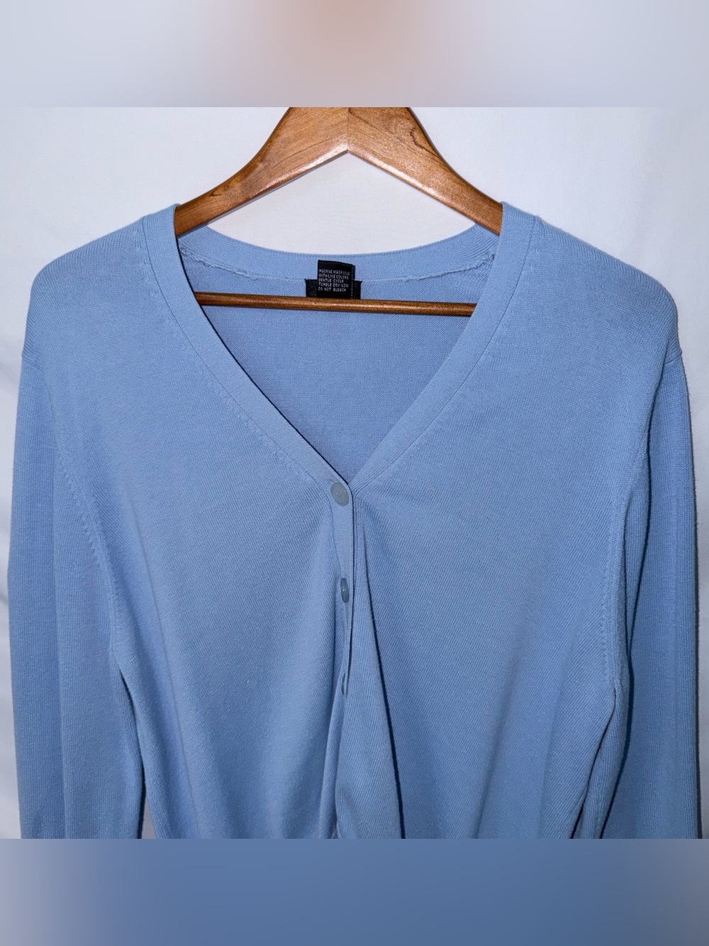 Vintage Evie Light Baby Blue Cotton V-Neck Size XL Retro Y2K Cardigan Sweater - Picture 4 of 16